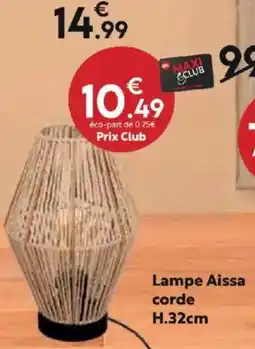 Maxi Bazar Lampe Aissa corde H.32cm offre