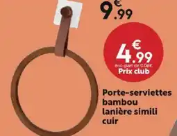Maxi Bazar Porte-serviettes bambou lanière simili cuir offre