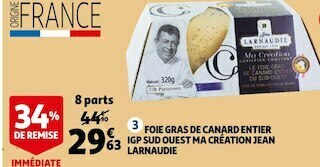 Auchan Jean larnaudie foie gras de canard entier igp sud ouest ma création offre
