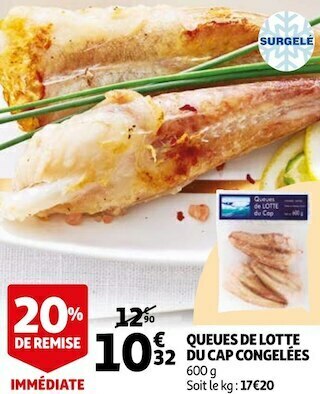 Auchan Queues de lotte du cap congelées offre
