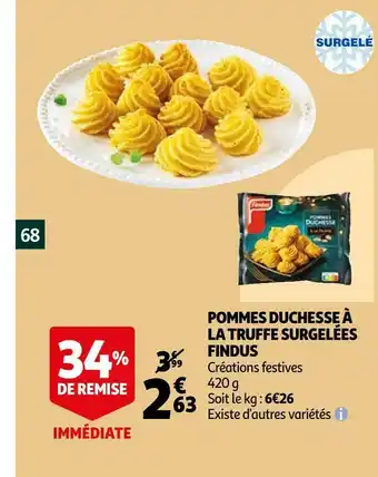 Auchan Findus pommes duchesse à la truffe surgelées offre