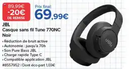 Costco JBL Casque sans fil Tune 770NC Noir offre