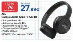 Costco JBL Casque Audio Sans Fil 510 BT offre