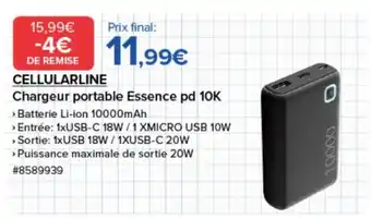 Costco CELLULARLINE Chargeur portable Essence pd 10K offre
