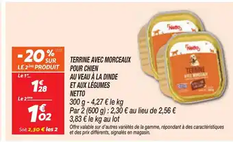 Netto NETTO Terrine avec morceaux pour chien au veau à la dinde et aux légumes offre