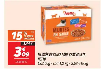Netto NETTO Mijotés en sauce pour chat adulte offre