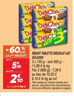 Netto DÉLICHOC Biscuit tablette chocolat lait offre