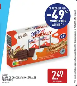 ALDI ISAURA Barre de chocolat aux céréales soufflées offre