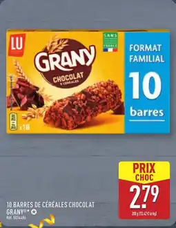 ALDI LU 10 barres de céréales chocolat grany offre