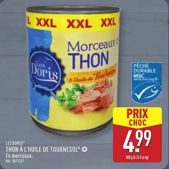 ALDI LES DORIS Thon à l'huile de tournesol offre