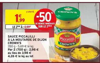 Intermarché CROWN'S Sauce Piccalilli à la moutarde de Dijon offre