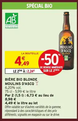 Intermarché Moulins d'Ascq Bière bio blonde offre
