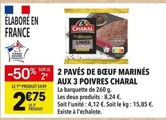 Supeco CHARAL 2 pavés de bœuf marinés aux 3 poivres offre