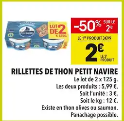 Supeco PETIT NAVIRE Rillettes de thon offre