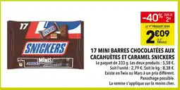 Supeco SNICKERS 17 mini barres chocolatées aux cacahuètes et caramel offre