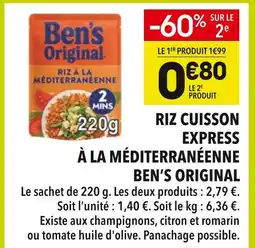 Supeco BEN’S ORIGINAL Riz cuisson express à la Méditerranéenne offre