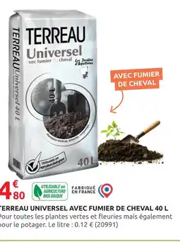 Rural Master TERREAU UNIVERSEL AVEC FUMIER DE CHEVAL 40 L offre