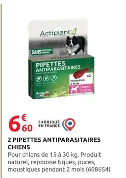 Rural Master ACTIPLANT 2 pipettes antiparasitaires chiens offre