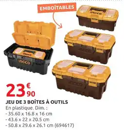 Rural Master INGCO Jeu de 3 boîtes à outils offre