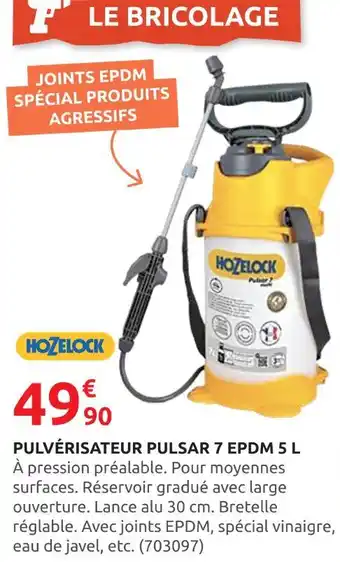 Rural Master HOZELOCK Pulvérisateur pulsar 7 epdm 5 l offre