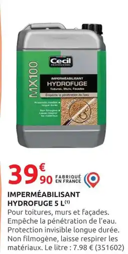 Rural Master CÉCIL MX100 IMPERMÉABILISANT HYDROFUGE 5 L offre