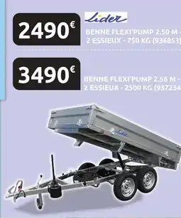 Rural Master LIDER BENNE FLEXI'PUMP 2.50 M - 2 ESSIEUX - 750 KG offre