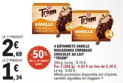 E.Leclerc Express 4 bâtonnets vanille macadamia enrobage chocolat au lait trium offre