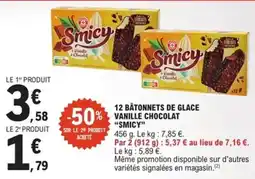 E.Leclerc Express 12 batonnets de glace vanille chocolat smicy offre