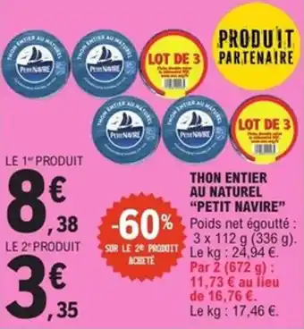 E.Leclerc Express Thon entier au naturel petit navire offre