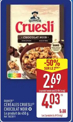 ALDI QUAKER Céréales cruesli chocolat noir offre