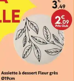 Maxi Bazar Assiette à dessert Fleur grès 019cm offre