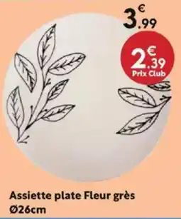 Maxi Bazar Assiette plate Fleur grès 026cm offre