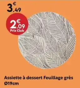 Maxi Bazar Assiette à dessert Feuillage grès 019cm offre