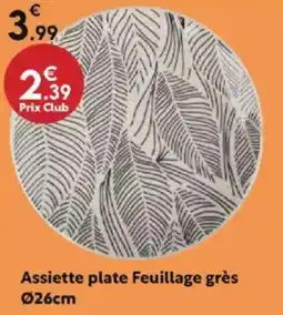 Maxi Bazar Assiette plate Feuillage grès 026cm offre