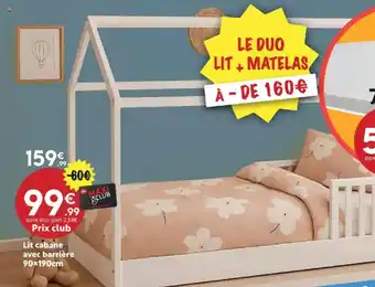 Maxi Bazar Lit cabane avec barrière 90x190cm offre