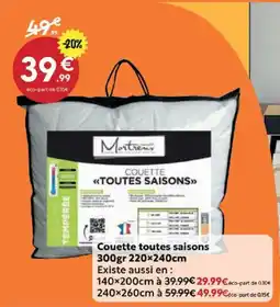 Maxi Bazar Couette toutes saisons 300gr 220×240cm offre