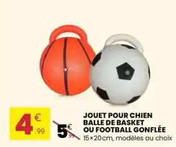 Stokomani Jouet pour chien balle de basket ou football gonflée 15x20cm offre