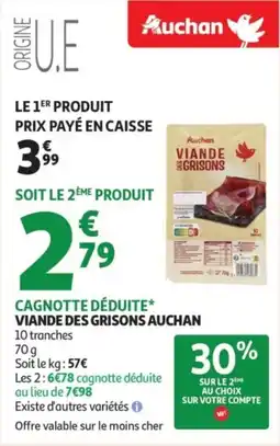 Auchan Supermarché AUCHAN Viande des grisons offre