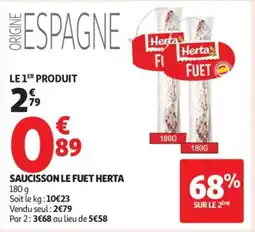 Auchan Supermarché HERTA Saucisson le fuet offre