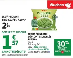 Auchan Supermarché AUCHAN Petits pois doux déja cuits surgelés offre