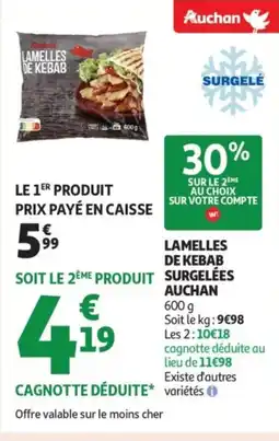 Auchan Supermarché AUCHAN Lamelles de kebab surgelé offre