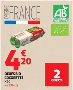 Auchan Supermarché Oeufs bio cocorette offre