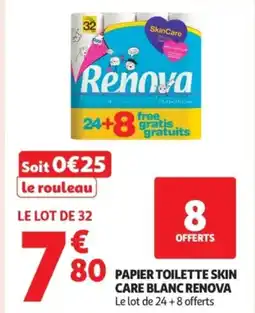 Auchan Supermarché RENOVA Papier toilette skin care blanc offre