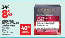 Auchan Supermarché L'ORÉAL PARIS Crème jour revitalift laser offre