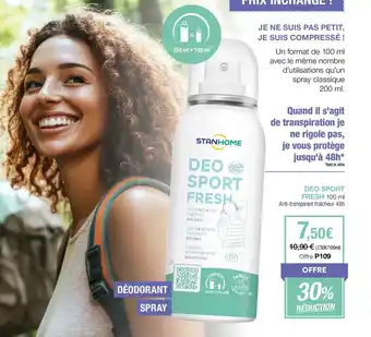 Stanhome Deo sport fresh offre