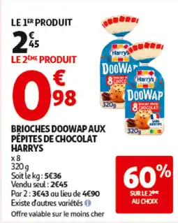 Auchan HARRYS Brioches doowap aux pépites de chocolat offre