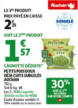 Auchan AUCHAN Petits pois doux déja cuits surgelés offre