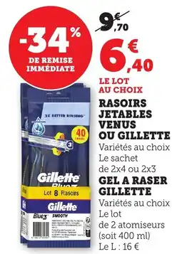 Bi1 GILLETTE Rasoirs jetables venus ou gel a raser offre