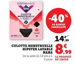 Bi1 NANA Culotte menstruelle hipster lavable offre