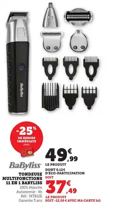 Bi1 BABYLISS Tondeuse multifonctions 11 en 1 offre